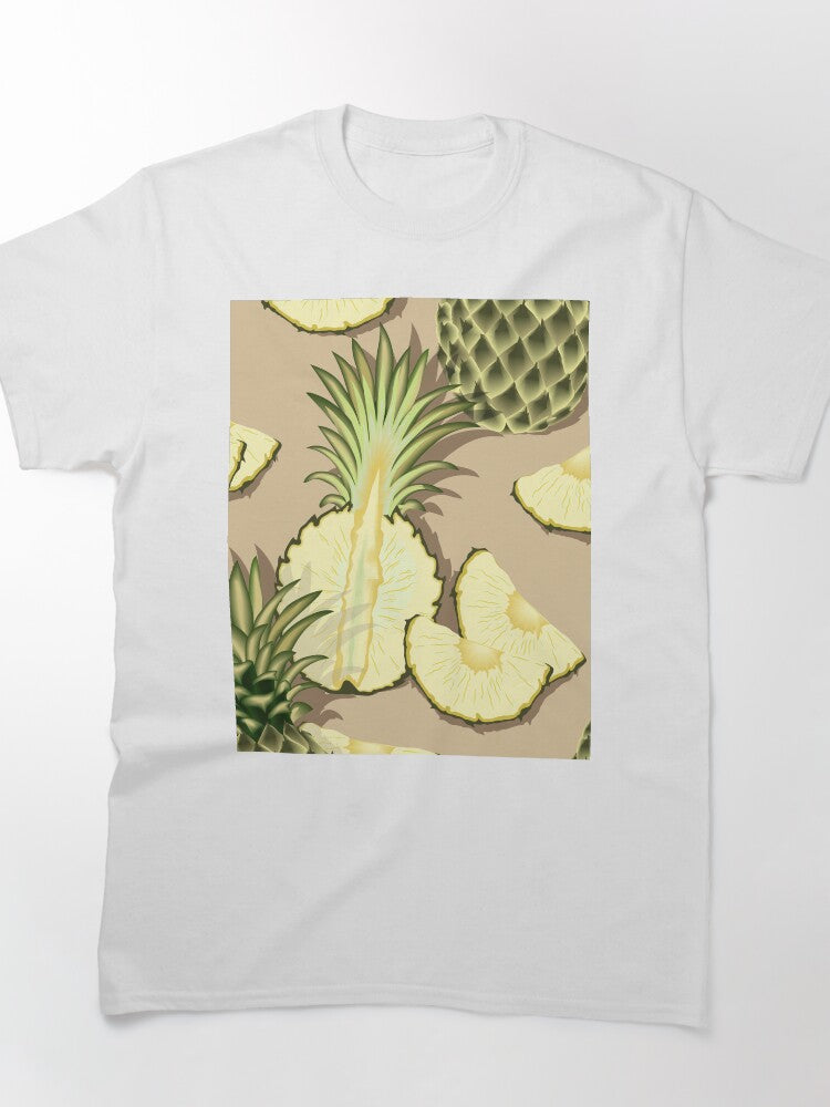 Ripe pineapples, beige background Classic T-Shirt