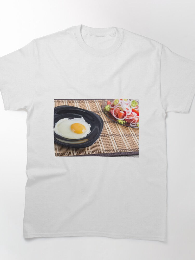 Natural homemade breakfast of fried egg and salad Classic T-Shirt