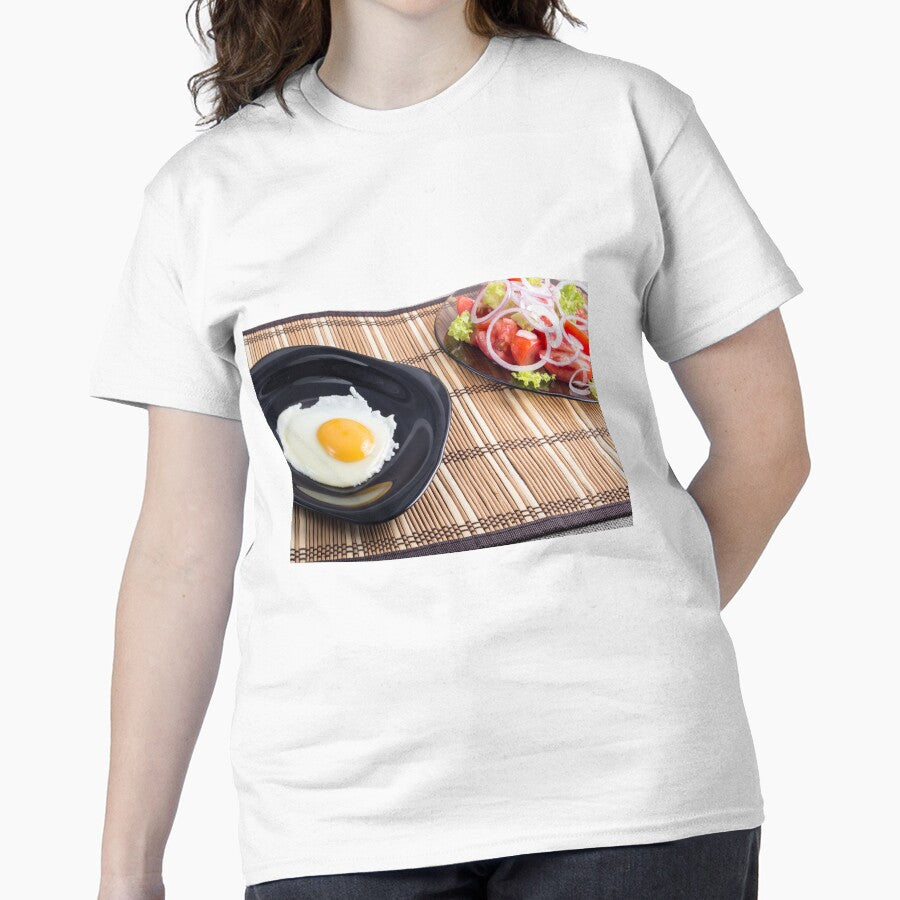 Natural homemade breakfast of fried egg and salad Classic T-Shirt